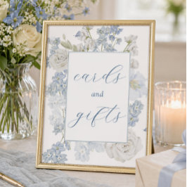 Señal de Tarjetas y Regalos de Flores Azules Suave