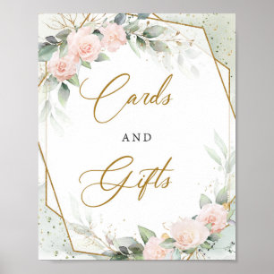 Señal de tarjetas y regalos de oro de jardín flora