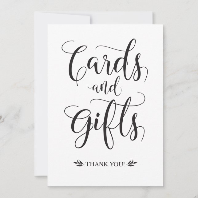 Señal de tarjetas y regalos para boda moderna (Anverso)
