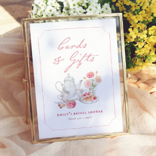 Señal de tarjetas y regalos para fiesta de té de j