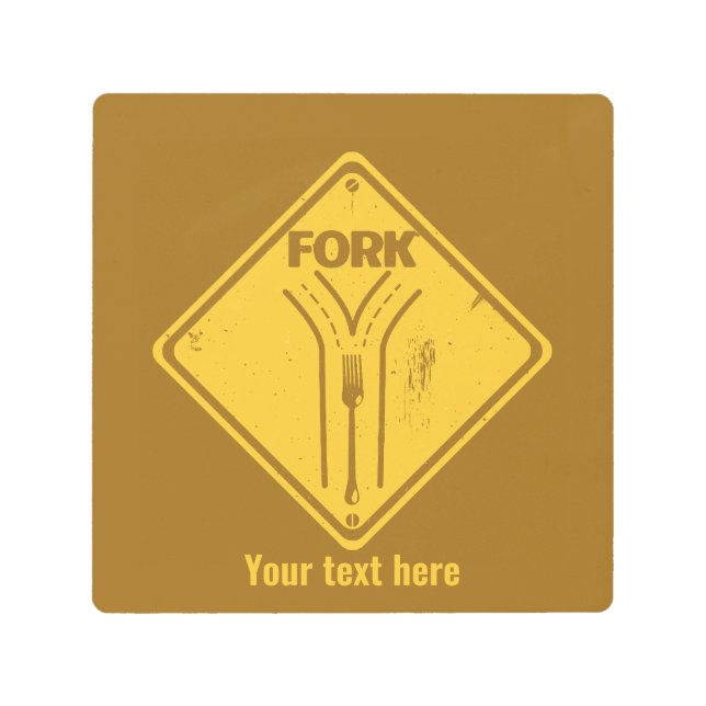 Señal de tráfico divertida de la bifurcación en la (Anverso)