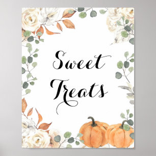 Señal de tratamientos dulces de calabaza rústica a