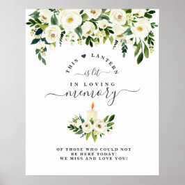 Señal de vela floral blanca en memoria amorosa