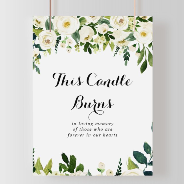 Señal de vela que arde Greenery White Floral (Subido por el creador)