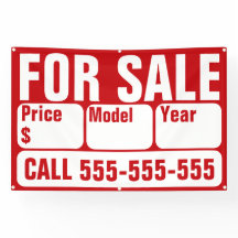 SEÑAL DE VENTA PARA AUTOMÓVIL, BARCO, Camión resid