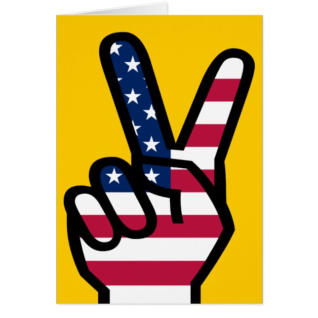Señal de victoria con bandera americana (Frente)