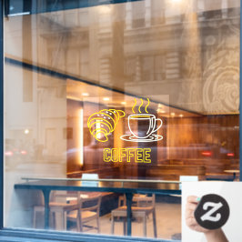 Señal de vinilo adhesivo para ventana de café y cr
