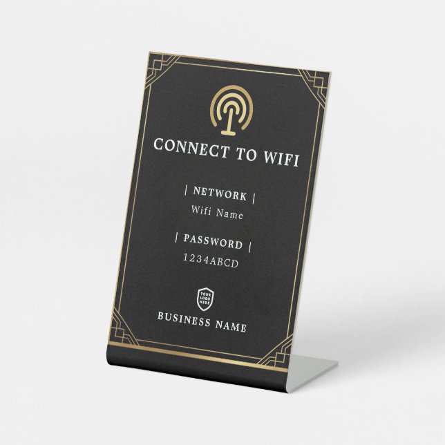 Señal de Wifi negra y dorada personalizada (Anverso)