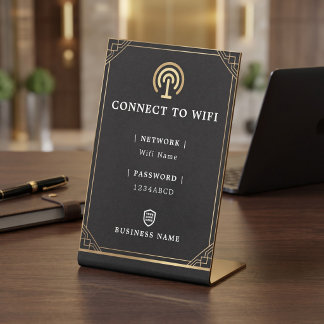 Señal de Wifi negra y dorada personalizada