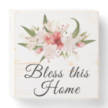 Bendice este hogar Diseño floral acuarela