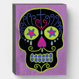 Señal Decorativa De Madera Black Sugar Skull