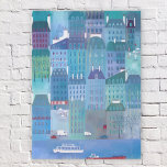 Señal Decorativa De Madera Blues de París<br><div class="desc">Moderna pintura de París en primavera. Para los amantes de la arquitectura francesa y francesa. Arte original de Nic Squirrell</div>