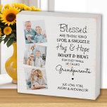 Señal Decorativa De Madera Collage de fotos de los Abuelos Abuelos Bendecidos<br><div class="desc">Celebra a tus abuelos con una placa de collage de fotos personalizados. Esta placa única de los abuelos es el regalo perfecto, ya sea por cumpleaños, día de los abuelos o Navidades. Esperamos que su regalo de abuelo especial se convierta en un tesoro para los años venideros. ... Cita "...</div>