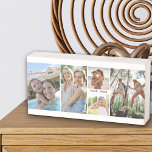 Señal Decorativa De Madera Collage de fotos familiar con 5 fotos y nombre<br><div class="desc">Personalice esta útil taza de viaje con sus fotos favoritas de su reunión familiar o de sus vacaciones. La plantilla está configurada para que pueda añadir hasta 5 fotos, mostradas como retrato vertical 3x y formato 2x cuadrado / instagram. También se puede añadir un personalizar con un nombre (o lugar),...</div>