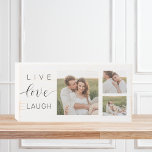 Señal Decorativa De Madera Collage moderno Pareja foto y Live Love Laugh Gift<br><div class="desc">Collage moderno Pareja foto y Live Love Laugh Gift</div>