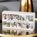 Señal Decorativa De Madera Decidimos por una fecha y una foto Boda para siemp<br><div class="desc">Bloque de boda de madera con la leyenda "decidimos por siempre - fecha boda". La plantilla está preparada para que agregue hasta 9 fotos, mostradas como paisaje horizontal 7x y retrato vertical 2x. Diseñado en blanco y negro, se puede cambiar la paleta de colores de la herramienta de diseño. Perfecto...</div>