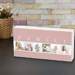 Señal Decorativa De Madera FAMILIA 6 Collage de fotos Square Picture Strip Pi<br><div class="desc">Cartel de la caja de madera con problemas personalizado con fotos familiares. La plantilla de fotos está configurada para que añadas 6 de tus imágenes favoritas, que se muestran en formato cuadrado en un sencillo collage de fotos de estilo tira. Sobre tus fotos, la palabra "FAMILIA" está escrita en la...</div>