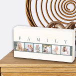 Señal Decorativa De Madera FAMILIA Rústica 6 Cuadrícula de imágenes Natural O<br><div class="desc">Cartel de la caja de madera con problemas personalizado con fotos familiares. La plantilla de fotos está configurada para que añadas 6 de tus imágenes favoritas, que se muestran en formato cuadrado en un sencillo collage de fotos de estilo tira. Sobre tus fotos, la palabra "FAMILIA" está escrita en la...</div>