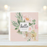Señal Decorativa De Madera Flores rosas color de agua modernas y nombre<br><div class="desc">Flores rosas color de agua modernas y nombre</div>