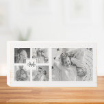 Señal Decorativa De Madera Foto de la familia Collage de moda Inicio blanco y<br><div class="desc">Presentamos nuestro Collage de moda Five Family Photo Black & White con Initial in Center . Este collage personalizado y elegante es la manera perfecta de mostrar los preciados recuerdos de su familia de una manera moderna y elegante. Con un elegante esquema de color blanco y negro, este collage le...</div>