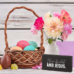 Señal Decorativa De Madera Funny Wood Rótulos por ©Noteworthy Home Collection<br><div class="desc">¿Chocolate y Jesús? ¿Qué podría ser mejor que eso?</div>