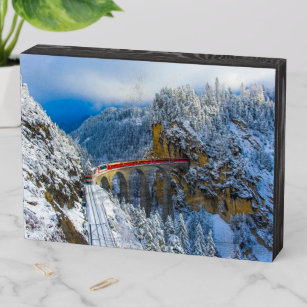 Señal Decorativa De Madera Hielo y nieve   Bernina Express, Suiza