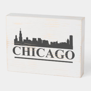 Señal Decorativa De Madera Línea aérea de Chicago Illinois