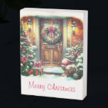 Señal Decorativa De Madera Merry Christmas Vintage Watercolor<br><div class="desc">Decore su casa con un cartel de la caja de madera de abedul diseñada para las vacaciones. Este letrero se puede colocar en una mesa o colgar en una pared. Personalice este signo decorativo de cuadro de plantilla con sus propias palabras o imagen. La imagen utilizada para crear este signo...</div>
