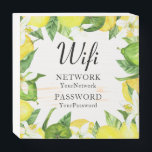 Señal Decorativa De Madera Moderna acuarela Citrus Lemons Wifi Contraseña<br><div class="desc">Este moderno diseño presenta una acuarela de limones de color verde y amarillo con flores de bonito. Personalizado con los detalles de su contraseña de Wifi editando el texto en el cuadro de texto proporcionado. #wifi #beach #beachhouse #rentalhome #rentalproperty #cafesigns #citrus #lemons #restaurantletreros #decoración de la casa de playa #café...</div>