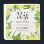 Señal Decorativa De Madera Moderna acuarela Citrus Lemons Wifi Contraseña<br><div class="desc">Este moderno diseño presenta una acuarela de limones de color verde y amarillo con flores de bonito. Personalizado con los detalles de su contraseña de Wifi editando el texto en el cuadro de texto proporcionado. #wifi #beach #beachhouse #rentalhome #rentalproperty #cafesigns #citrus #lemons #restaurantletreros #decoración de la casa de playa #café...</div>