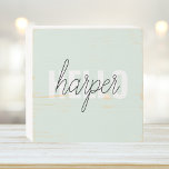 Señal Decorativa De Madera Moderno Pastel Mint Hello Y You Name<br><div class="desc">Moderno Pastel Mint Hello Y You Name</div>