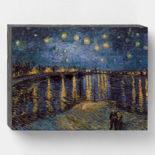Señal Decorativa De Madera Noche sobre el río Starry Rhone por Vincent Van Go