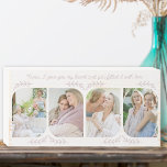 Señal Decorativa De Madera Palabras amorosas de Nana 4 Hoja Delicada de Foto<br><div class="desc">Bloque de madera para fotos femeninas para nana - o muy fácil de personalizar para otra persona. La plantilla de fotos muestra 4 de tus fotos favoritas en formato vertical con esquinas redondeadas. Leído con una frase amorosa en un guión claro y escrito a mano, que dice "Te di mi...</div>