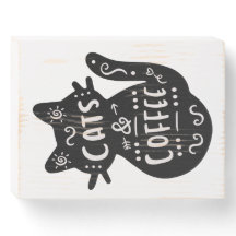 Rótulo Cats & Coffee Wood Box