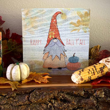 Rótulo Happy Fall Gnome Wood Box