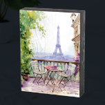 Señal Decorativa De Madera Rótulo Wood Box<br><div class="desc">El Rótulo Watercolor Eifel Tower Paris French Cafe Wooden Box cuenta con una zona de estar con una cafetera francesa de acuarela,  con París y la Torre Eifel como telón de fondo. Creado por Evco Studio www.zazzle.com/store/evcostudio</div>