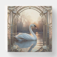 *~* SC1 Art Nouveau Hermoso cisne blanco