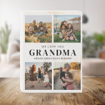 Señal Decorativa De Madera Te queremos, abuela personalizada 4 Collages de fo<br><div class="desc">Digamos que te encantamos con la abuela esta temporada navideña con un cartel personalizado de Navidades de regalo con 4 de tus fotos favoritas y nombres de nietos. Todo el texto de este diseño es editable para que pueda agregar su propio mensaje o texto. Disponible en diversos colores, estilos y...</div>