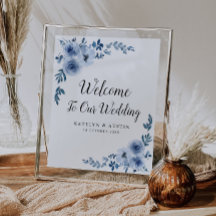 Señal del boda de bienvenida azul y agitado