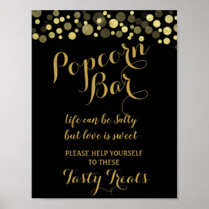 Señal del boda del Bar Popcorn Gold y Black