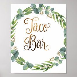 Señal del boda Eucalyptus para el taco bar