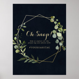 Señal Geométrica Dorada Azul Verde de Boda Oh Snap