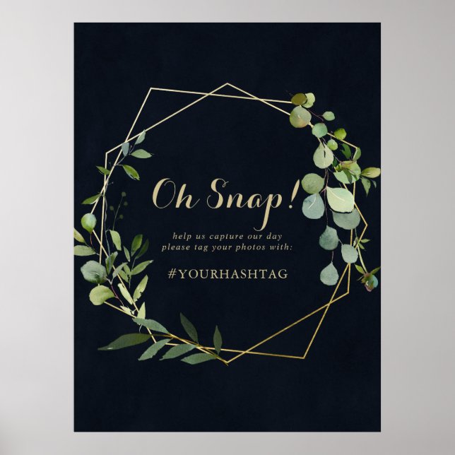 Señal Geométrica Dorada Azul Verde de Boda Oh Snap (Frente)