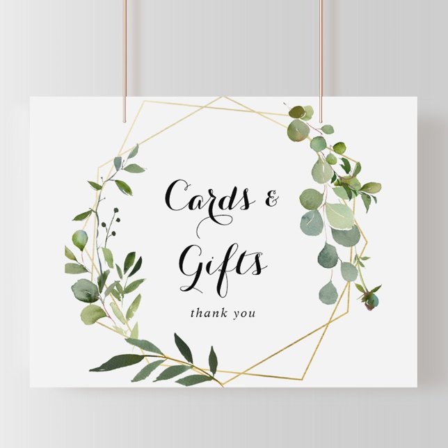 Señal geométrica dorada de tarjetas y regalos trop (Subido por el creador)