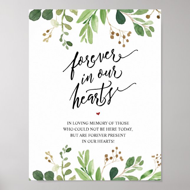 Señal Memorial Rústico Por Siempre En Nuestros Cor (Frente)