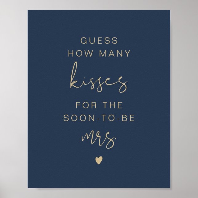 Señal nupcial de CAITLIN Navy Adivina cuántos beso (Frente)
