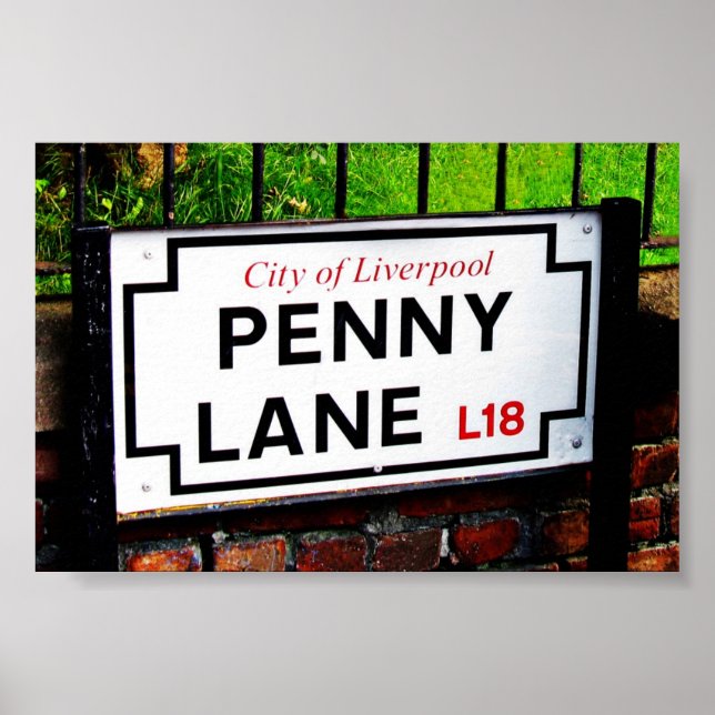 Señal Penny Lane, Ciudad de Liverpool, Inglaterra, (Frente)