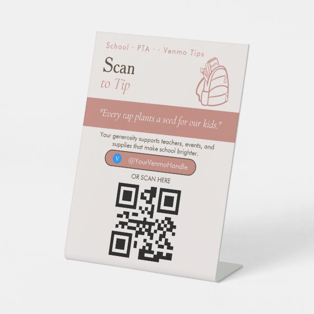 Señal QR Code de propina en negrita | Propinas de  (Anverso)