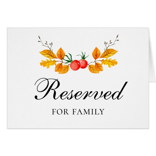 Señal reservada botánica otoño amarillo Boda de ot (Anverso (Horizontal))