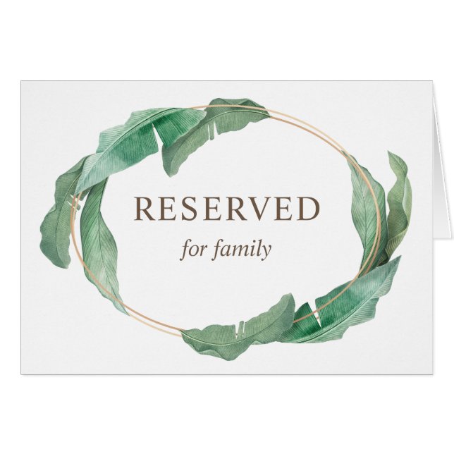 Señal reservada tropical acuarela. Boda verde (Anverso (Horizontal))